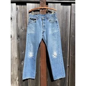 Vintage 501 Levi's Men's Button Fly Blue Denim Jeans Size 34 x 32